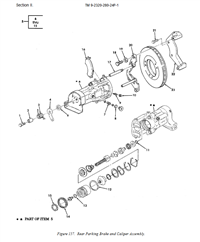 HM-3691 | HM-3691  Right Rear Brake Caliper with Braking Brake Bracket adapter yoke shoes HMMWV Dia.PNG